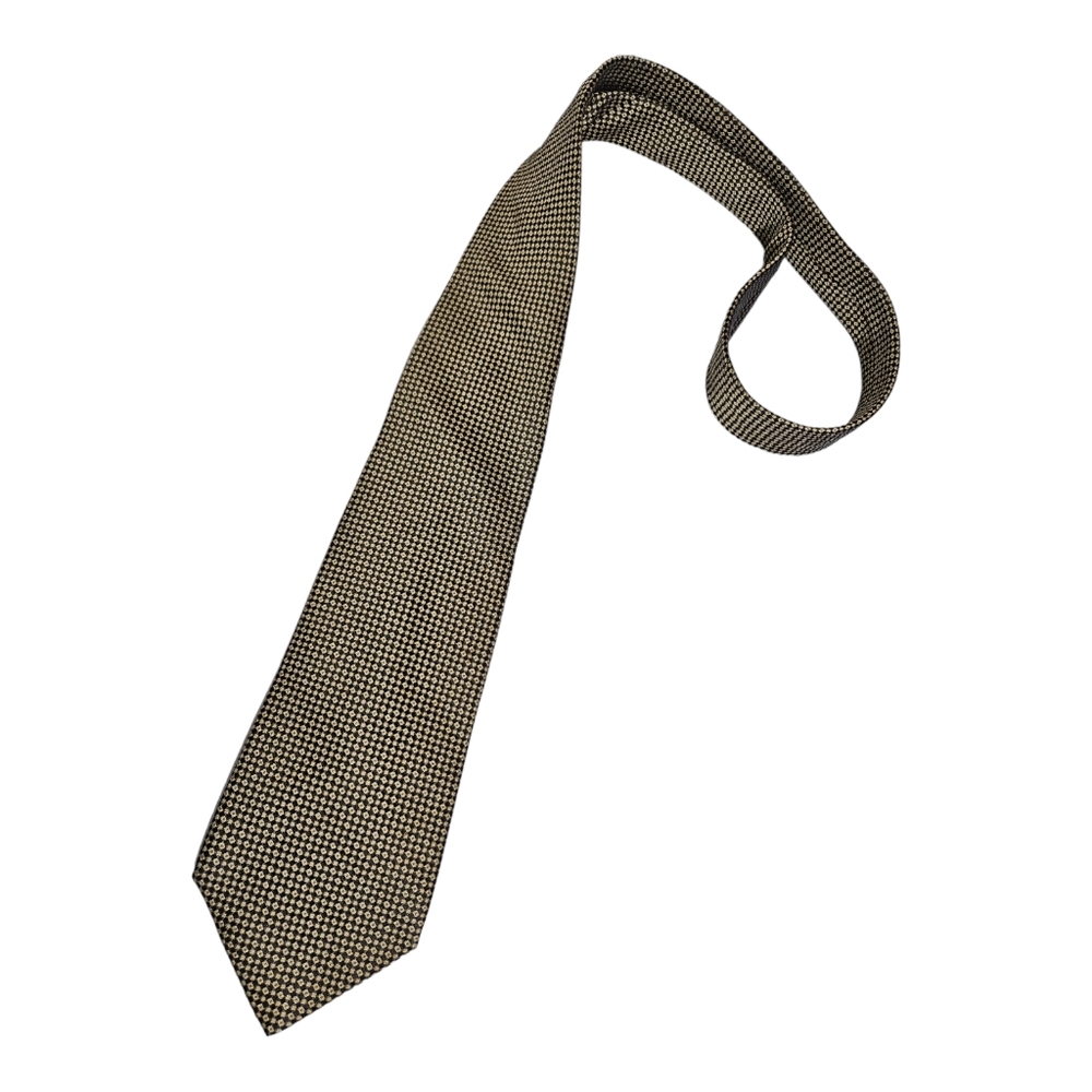 STEFANO RICCI XL Gold/Black Geometric Silk LUXURY Tie ITALY